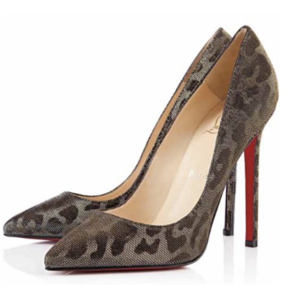 Christian Louboutin Shoes - Christian Louboutin Gold/Silver Lame 100 Leopard Pumps